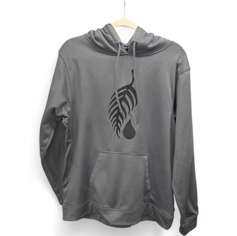 Sport-Tek Charcoal Gray Graphic Hoodie‎ Medium Leaf Drop Design Kangaroo Pocket